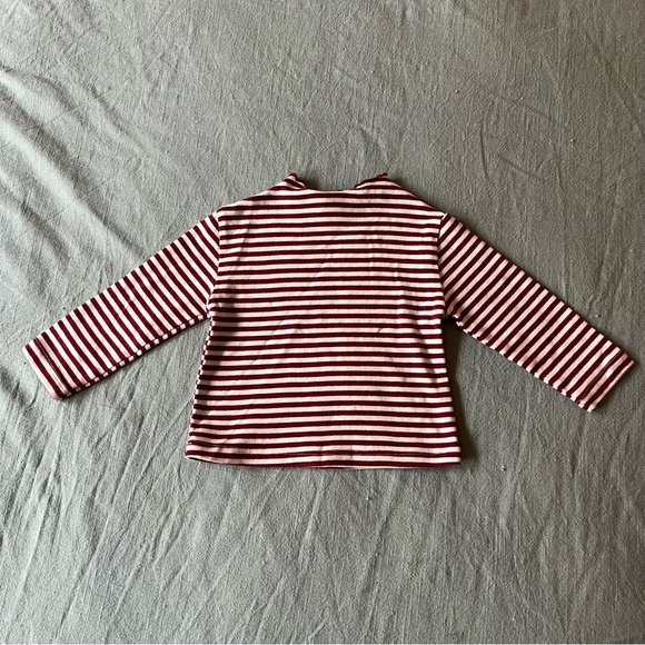 Zara Babygirl Red and White Striped Smile Heart Long Sleeve sz 3-6mo - Picture 3 of 3